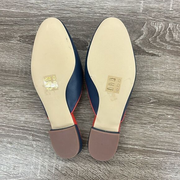 J. Crew Piped Loafer Mules In Red And Navy Size 7.5/ New - Picture 6 of 7